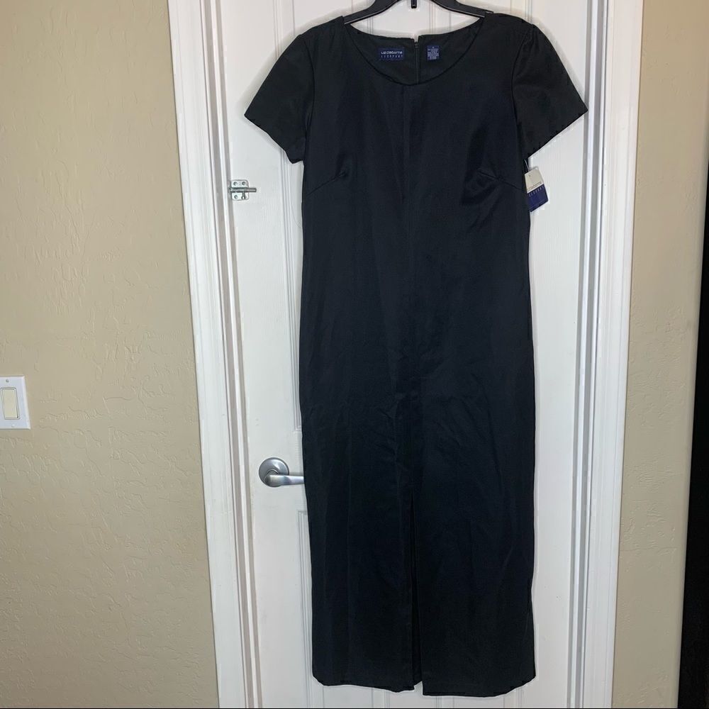 Liz Claiborne Lizsport Classic Black Dress Size 14 Front Slit